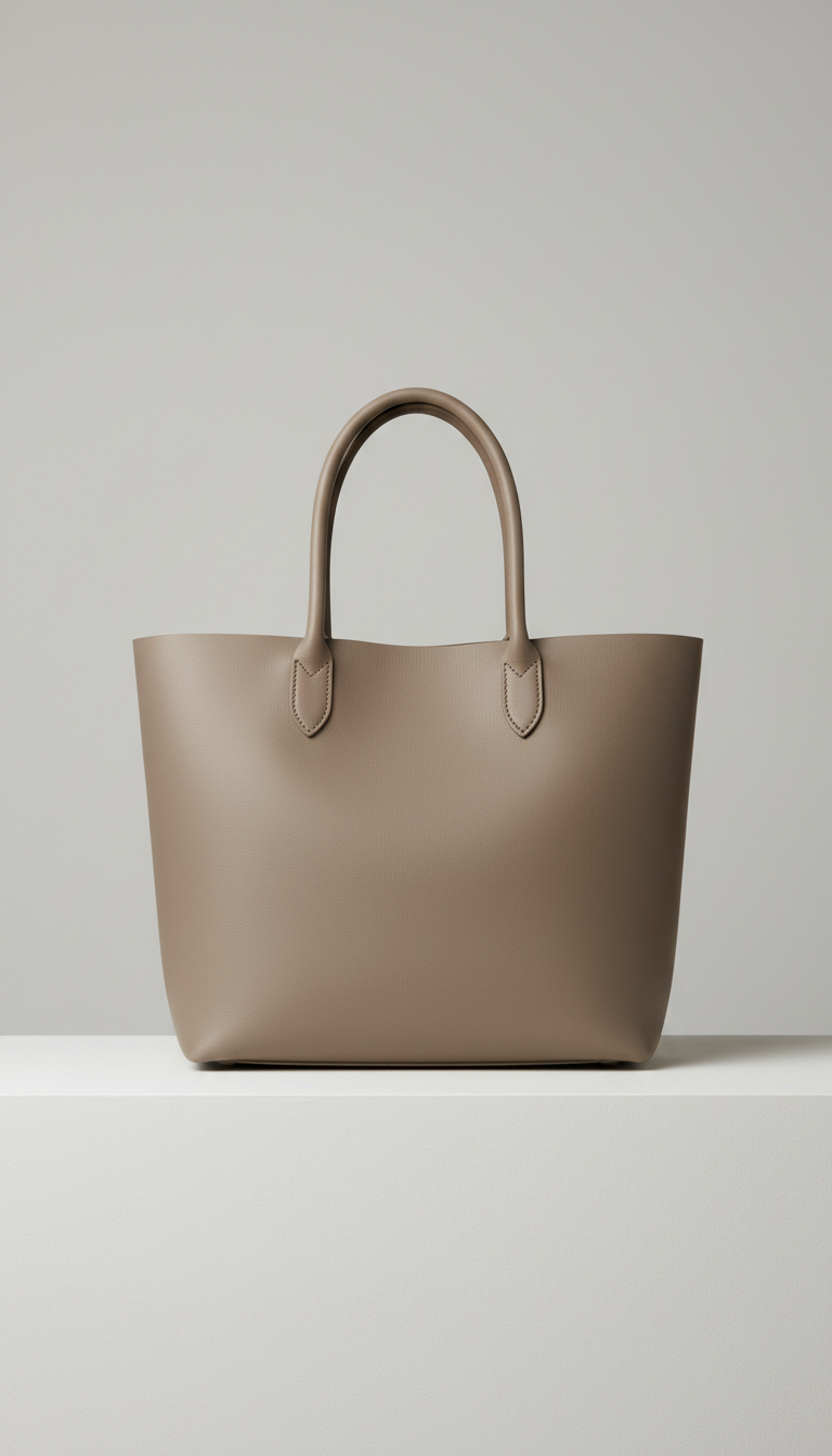 Italian Leather Tote With Sculpted Handles
