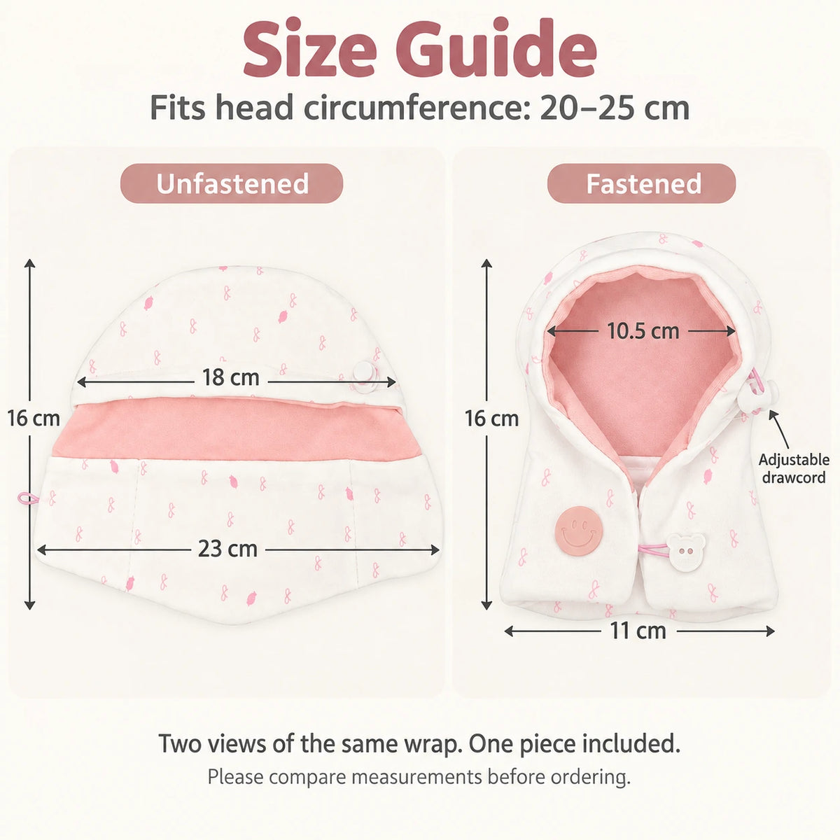 Button Snuggle · Hooded Wrap for 10 cm Dolls