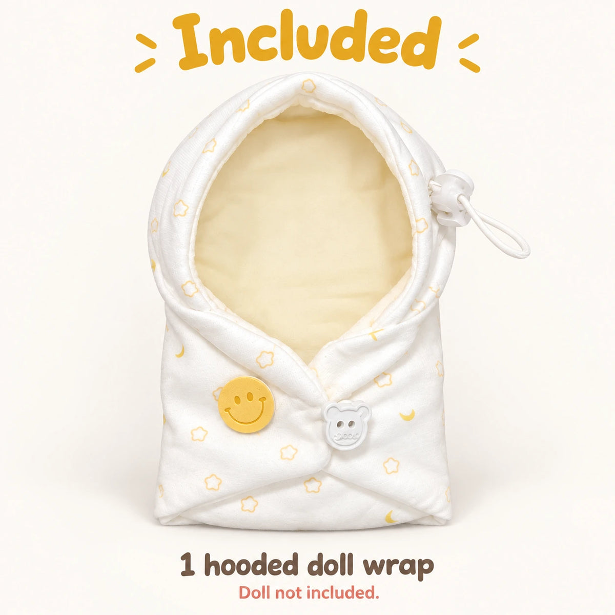 Button Snuggle · Hooded Wrap for 10 cm Dolls