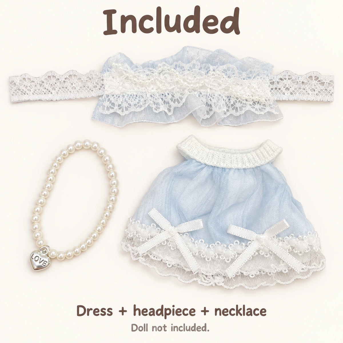 Dewdrop Lace · 3-Piece Dress Set for 10 cm Dolls