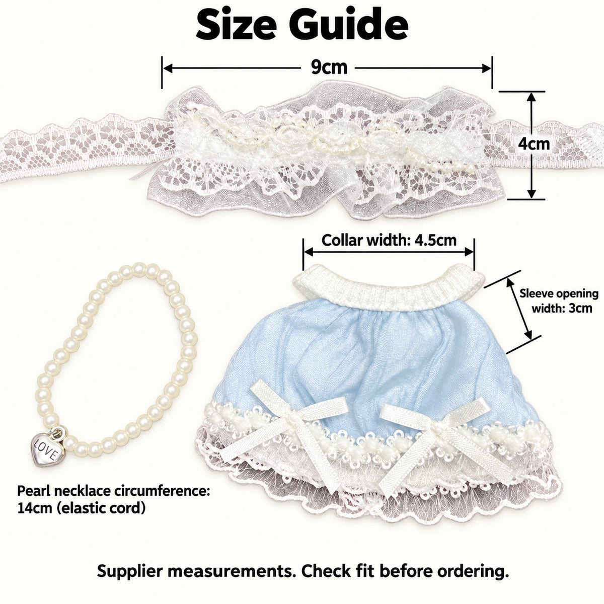 Dewdrop Lace · 3-Piece Dress Set for 10 cm Dolls