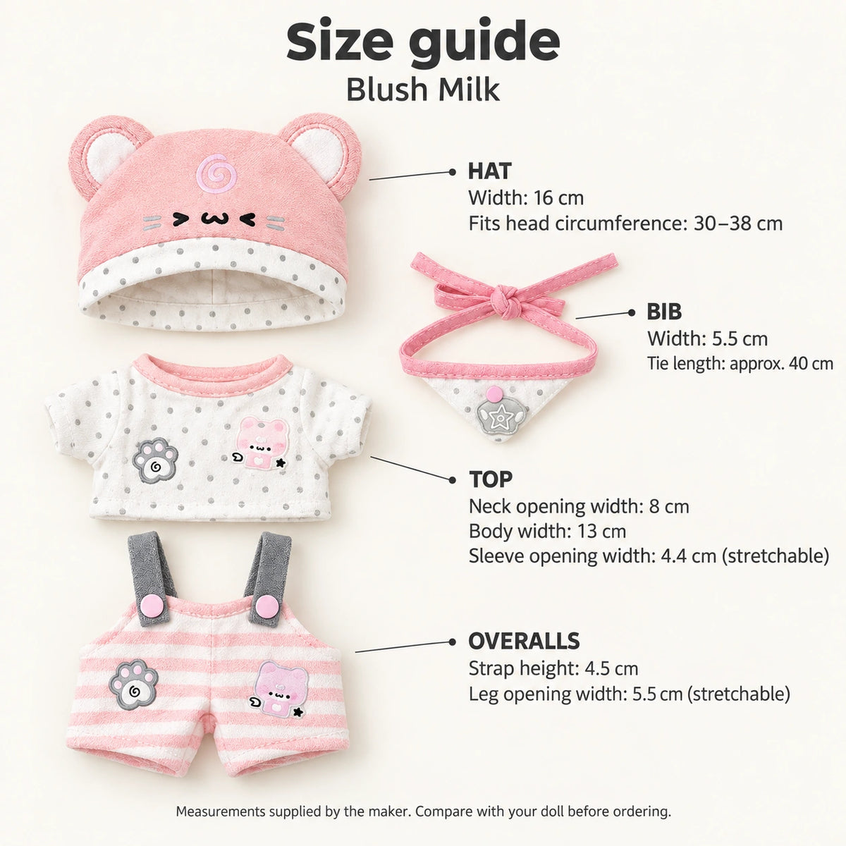 Blush Milk · 4-Piece Outfit for 20 cm Dolls