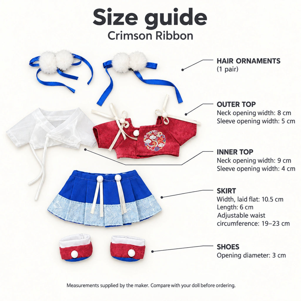 Crimson Ribbon · 5-Piece Outfit for 20 cm Dolls