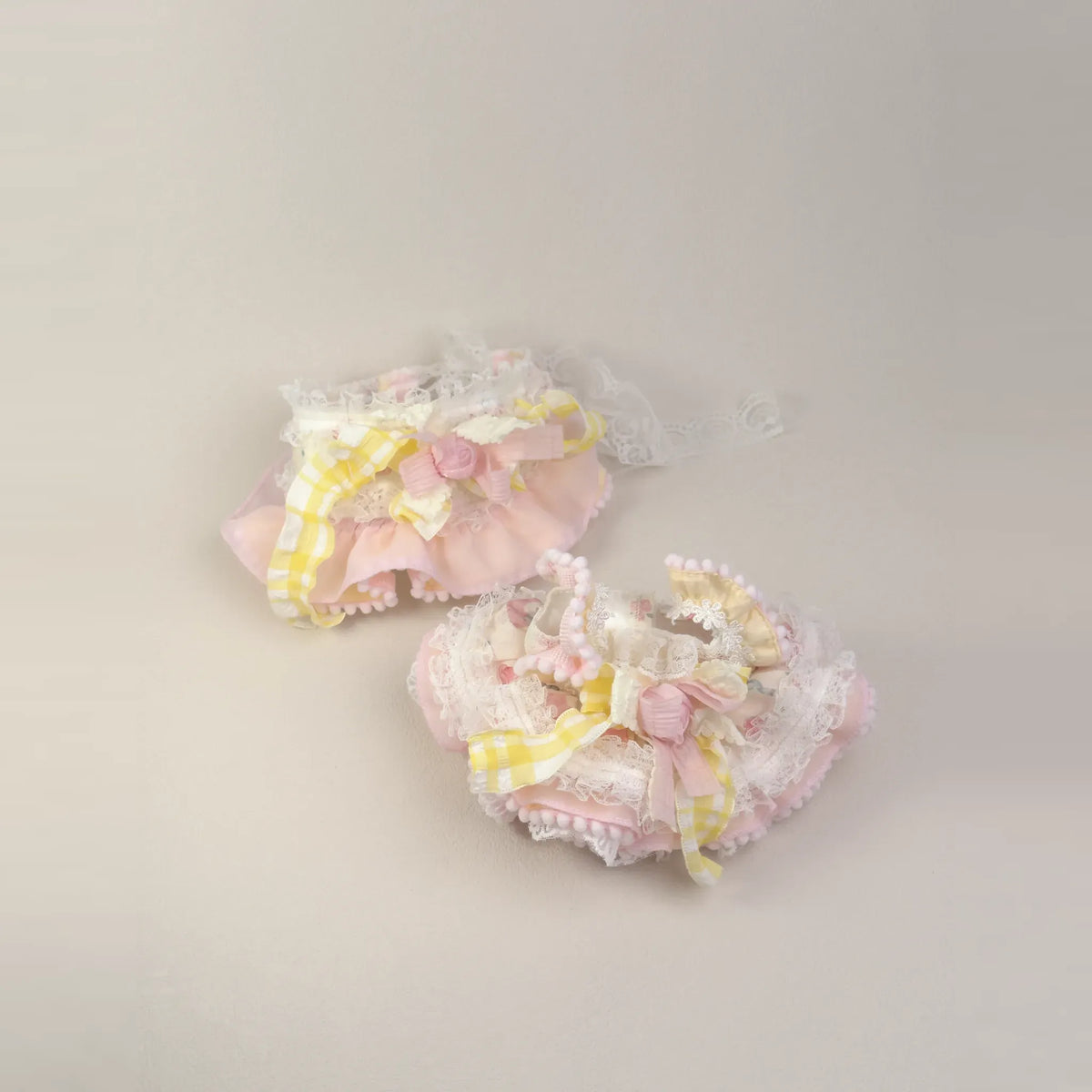 Lemon Sherbet outfit for 20 cm cotton dolls laid flat: lolita dress, frilled bonnet