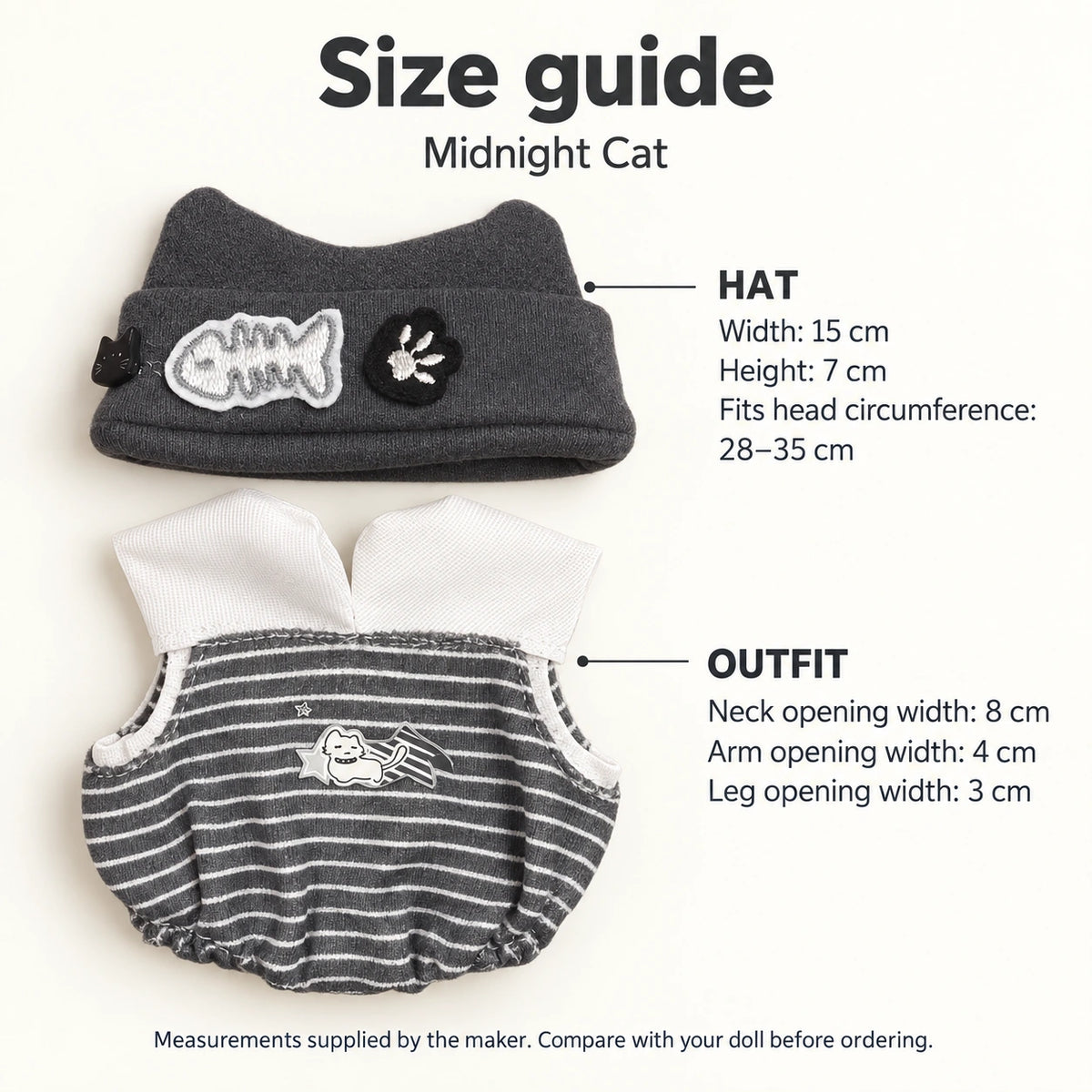 Midnight Cat · Outfit for 20 cm Dolls