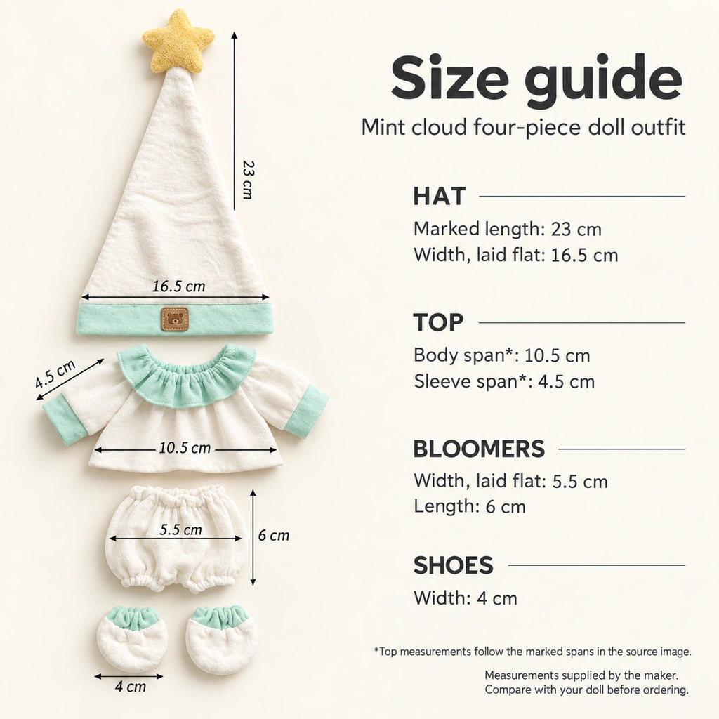 Mint Cloud · 4-Piece Outfit for 20 cm Dolls