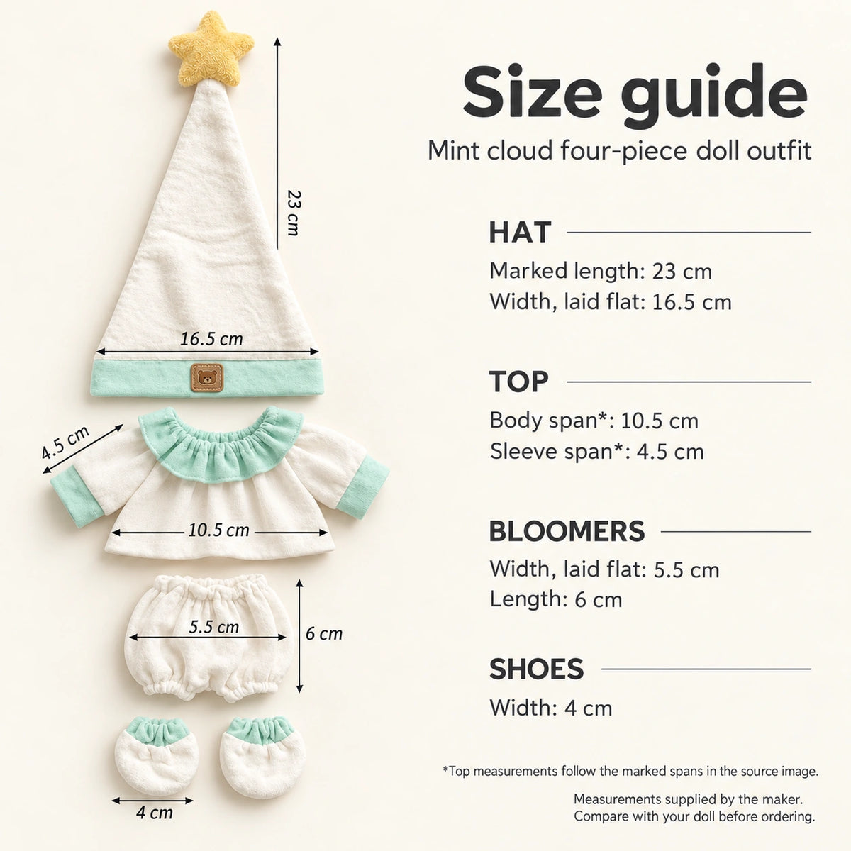 Mint Cloud · 4-Piece Outfit for 20 cm Dolls