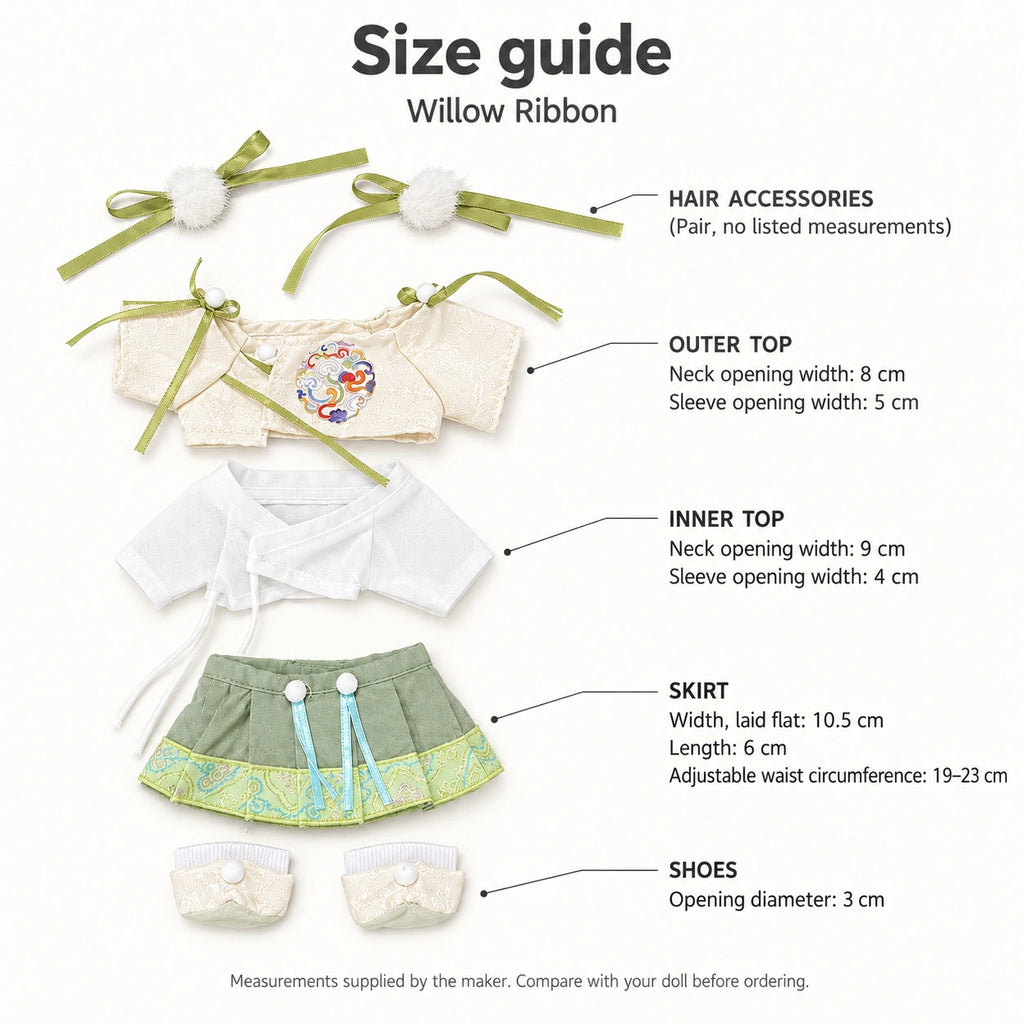 Willow Ribbon · 5-Piece Outfit for 20 cm Dolls