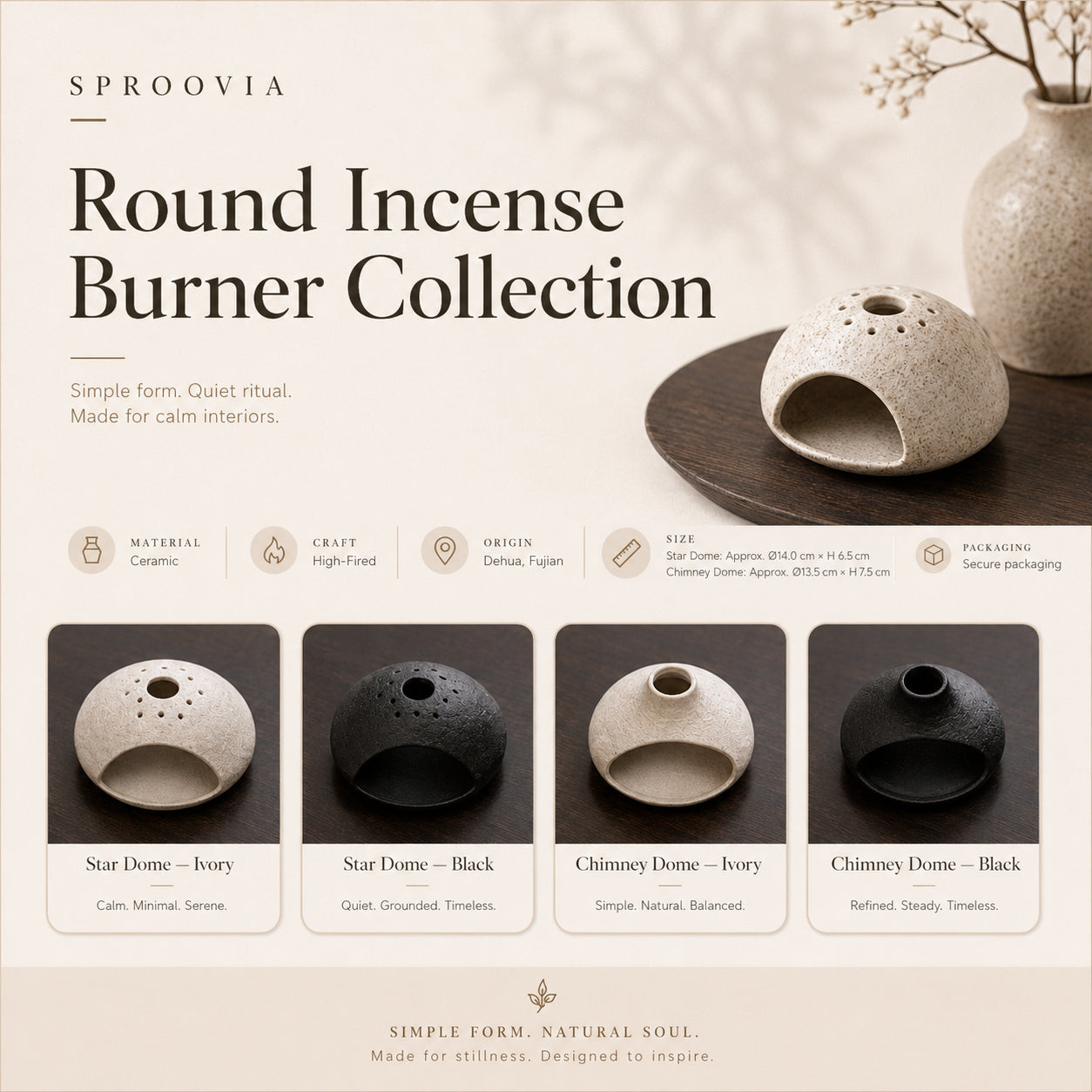 The Serenity Dome Ceramic Incense Burner